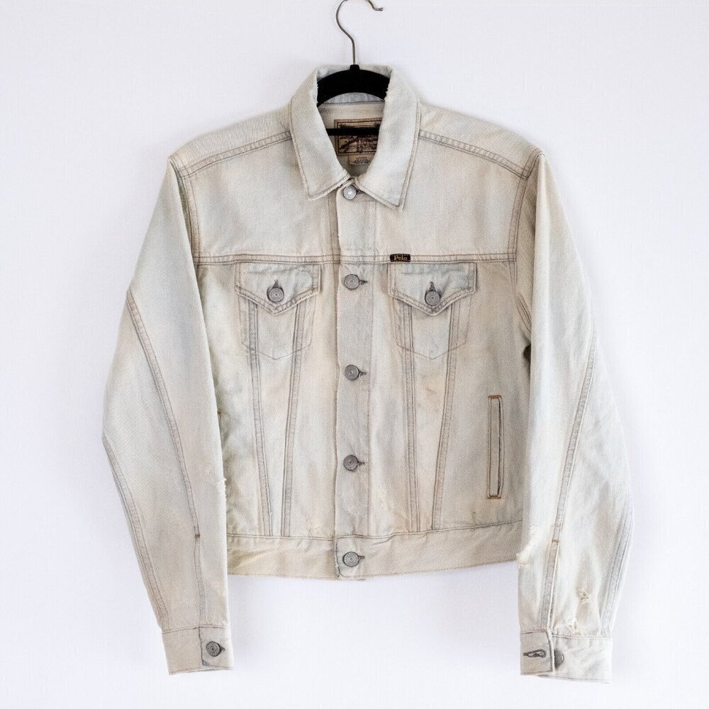 Polo Ralph Lauren Womens Jacket Blue Stone Wash Denim Distressed Trucker NWOT XS - Picture 6 of 7